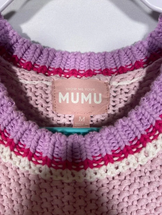 SHOW ME YOUR MUMU WOMENS ONLY ONE SWEATER COTTON PINK PURPLE KNIT MEDIUM - Picture 3 of 6